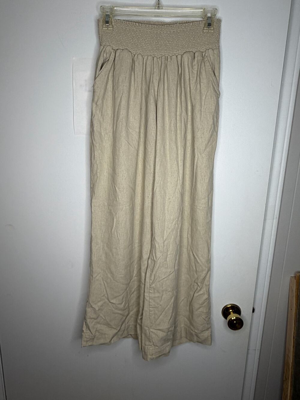 Westbound Women Linen Coastal Boho Resort Wide Leg Pants Size L